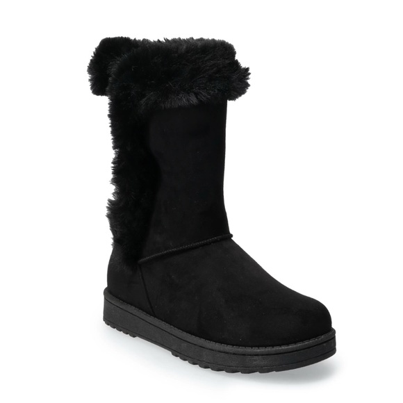 Brand New Women's Faux-Fur Black Winter Boots, Size 8.5, New in Box, NWT - Picture 1 of 5